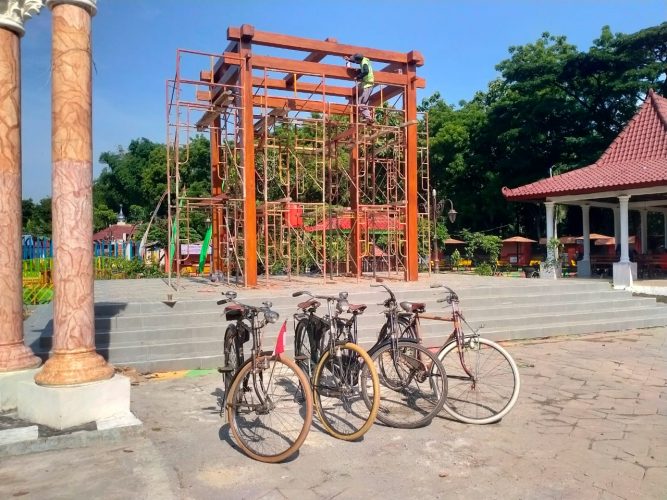 Progres Pembangunan Joglo Kampung Jawa Kelurahan Manguharjo